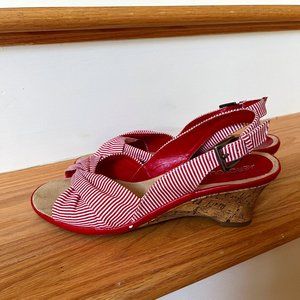 AEROSOLES red striped wedges size 8 women's